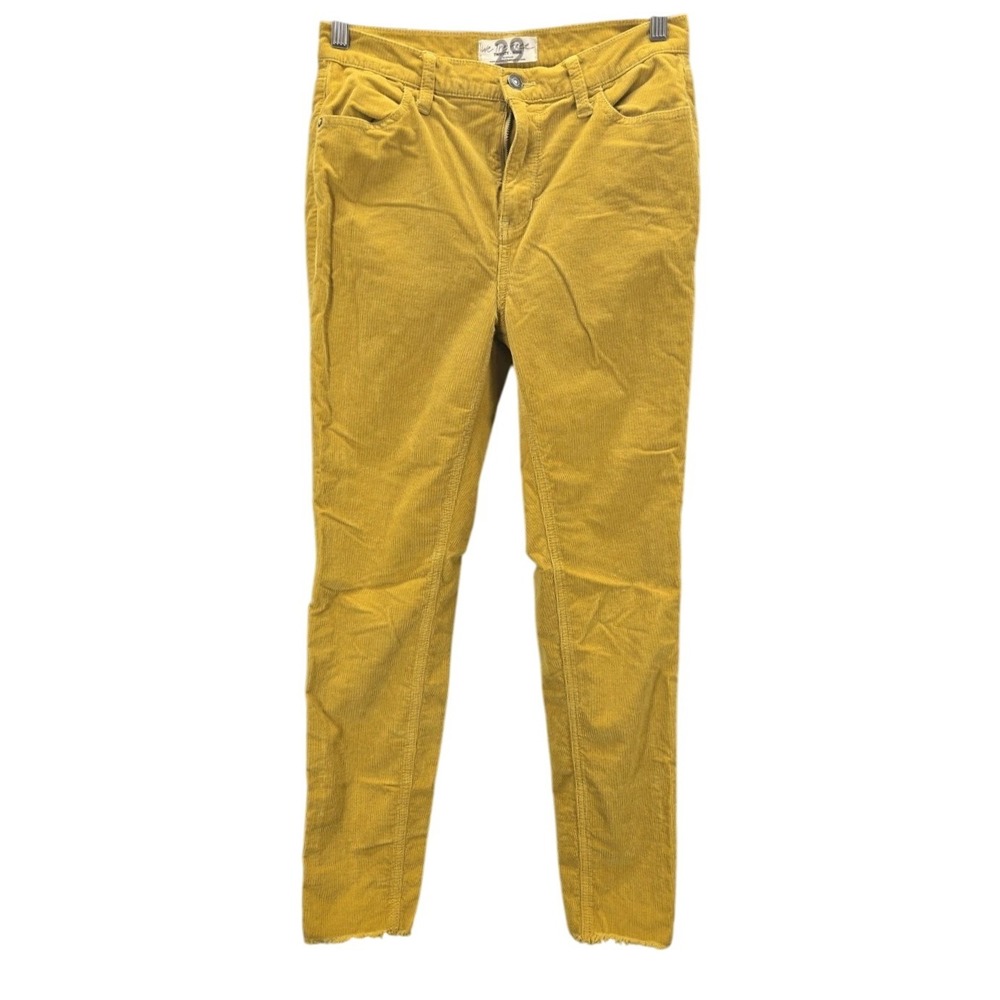 Free People We the Free Skinny Corduroy Pants Mustard Yellow Size 29 Raw Hem